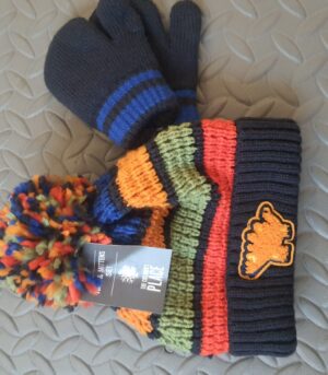 Dino Striped Hat And Mittens Set – Tidal